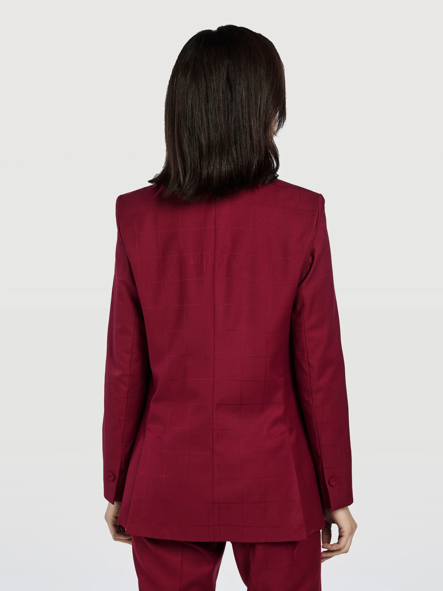 Checked Jacquard Double-Breasted Suit Blazer - Image 3