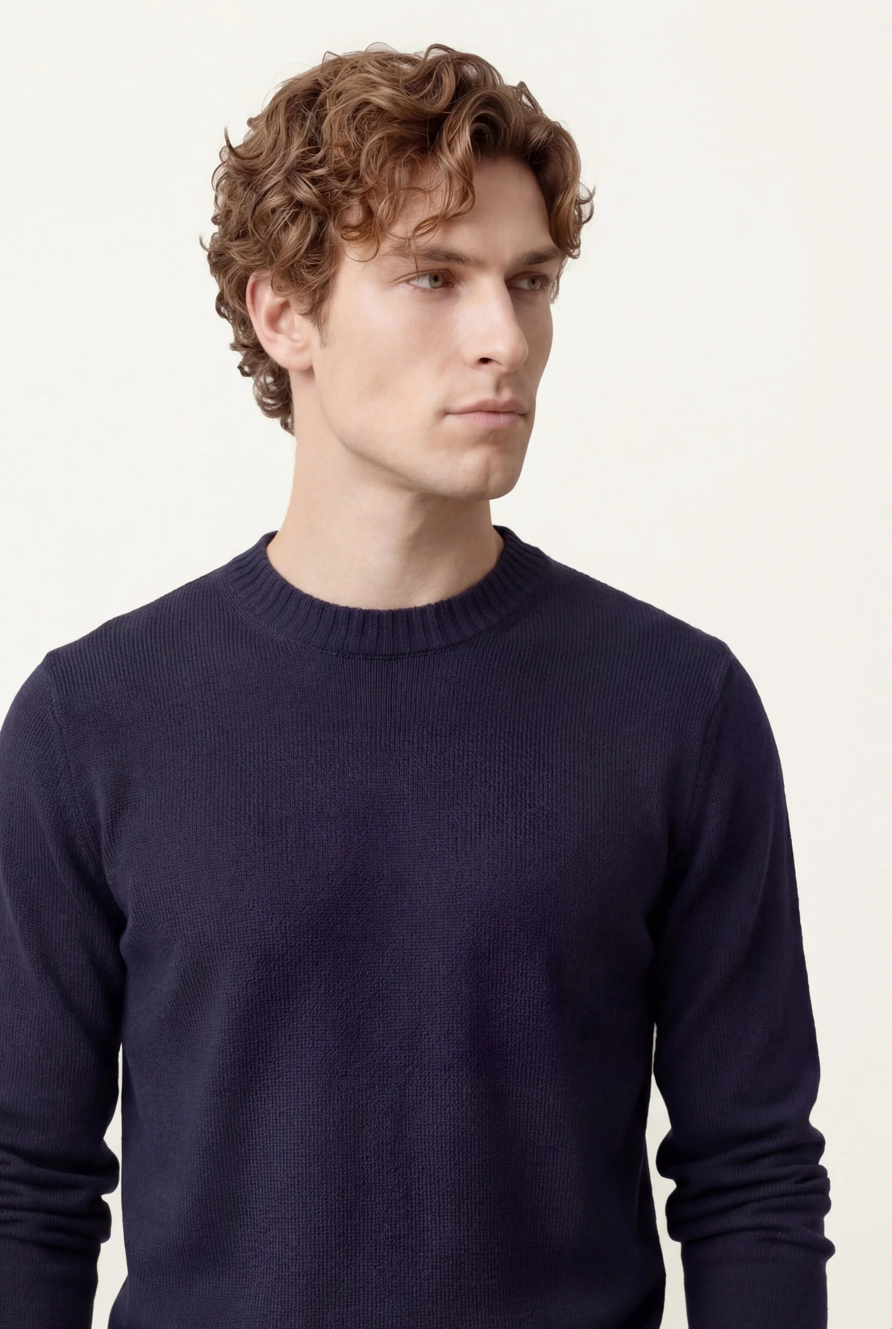 Crew Neck Sweater In Cotton Linen And Silk Blend - Image 3