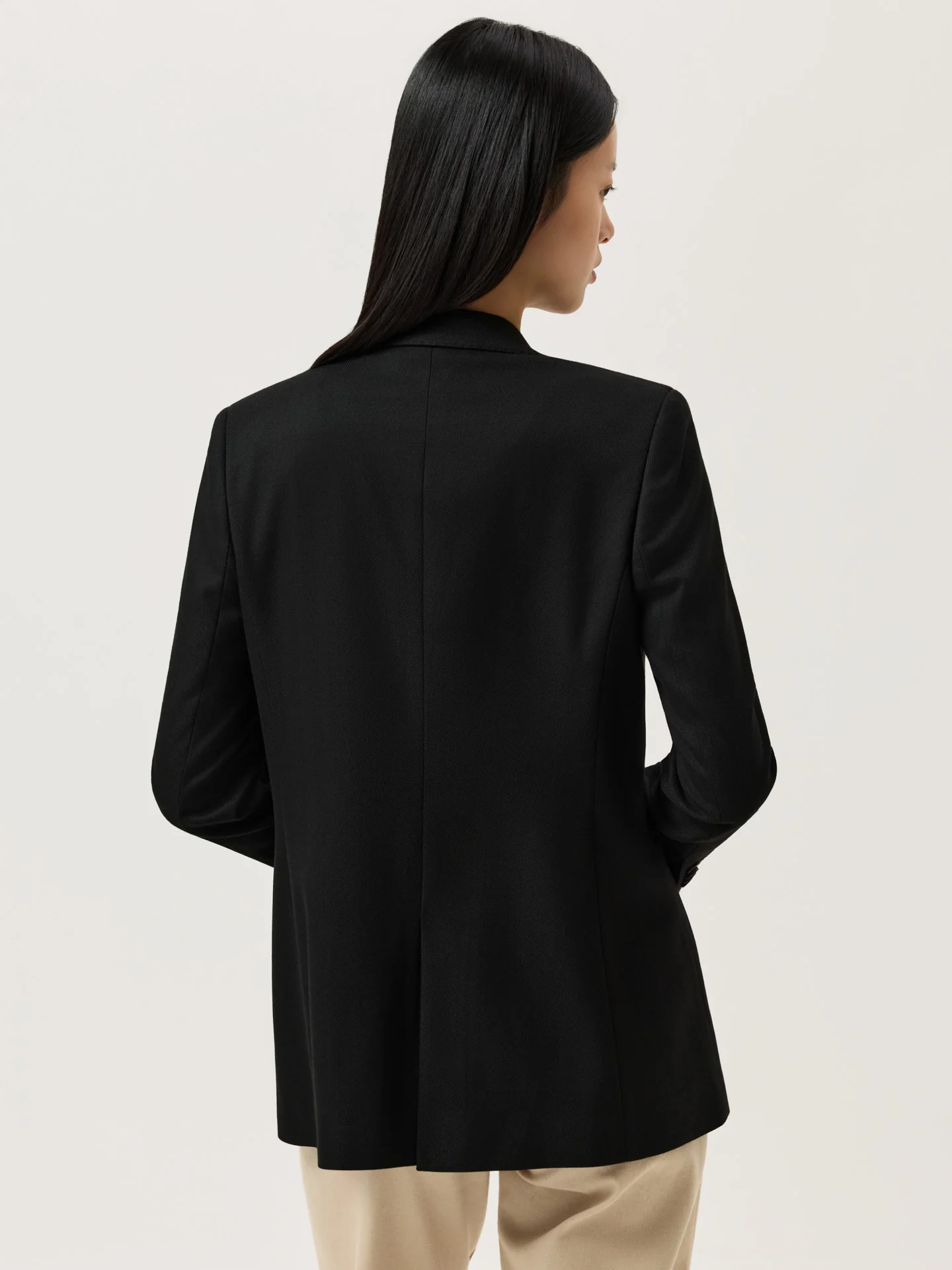 Double-Breasted Blazer In Rayon Blend Herringbone - Image 3