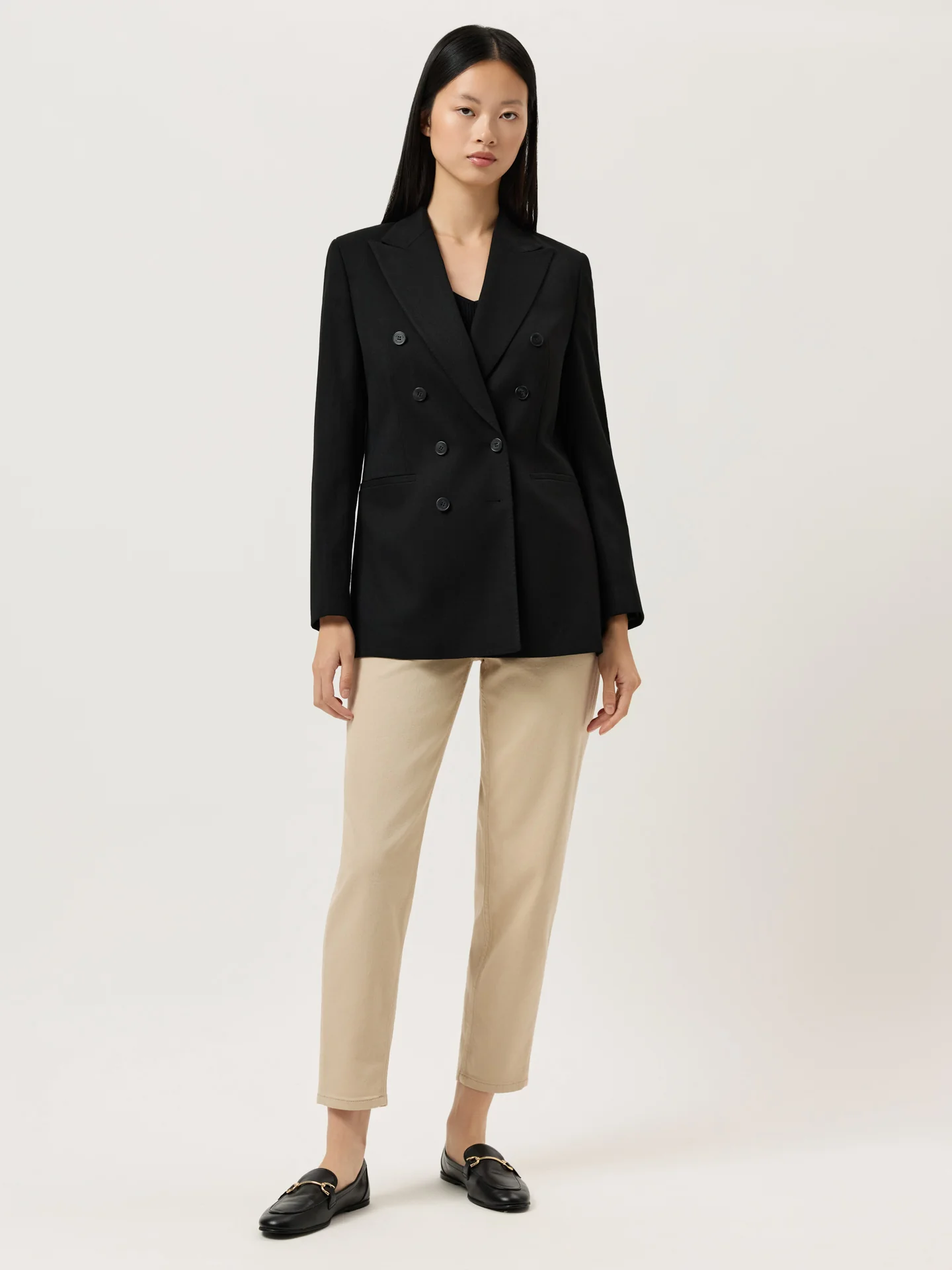 Double-Breasted Blazer In Rayon Blend Herringbone - Image 4