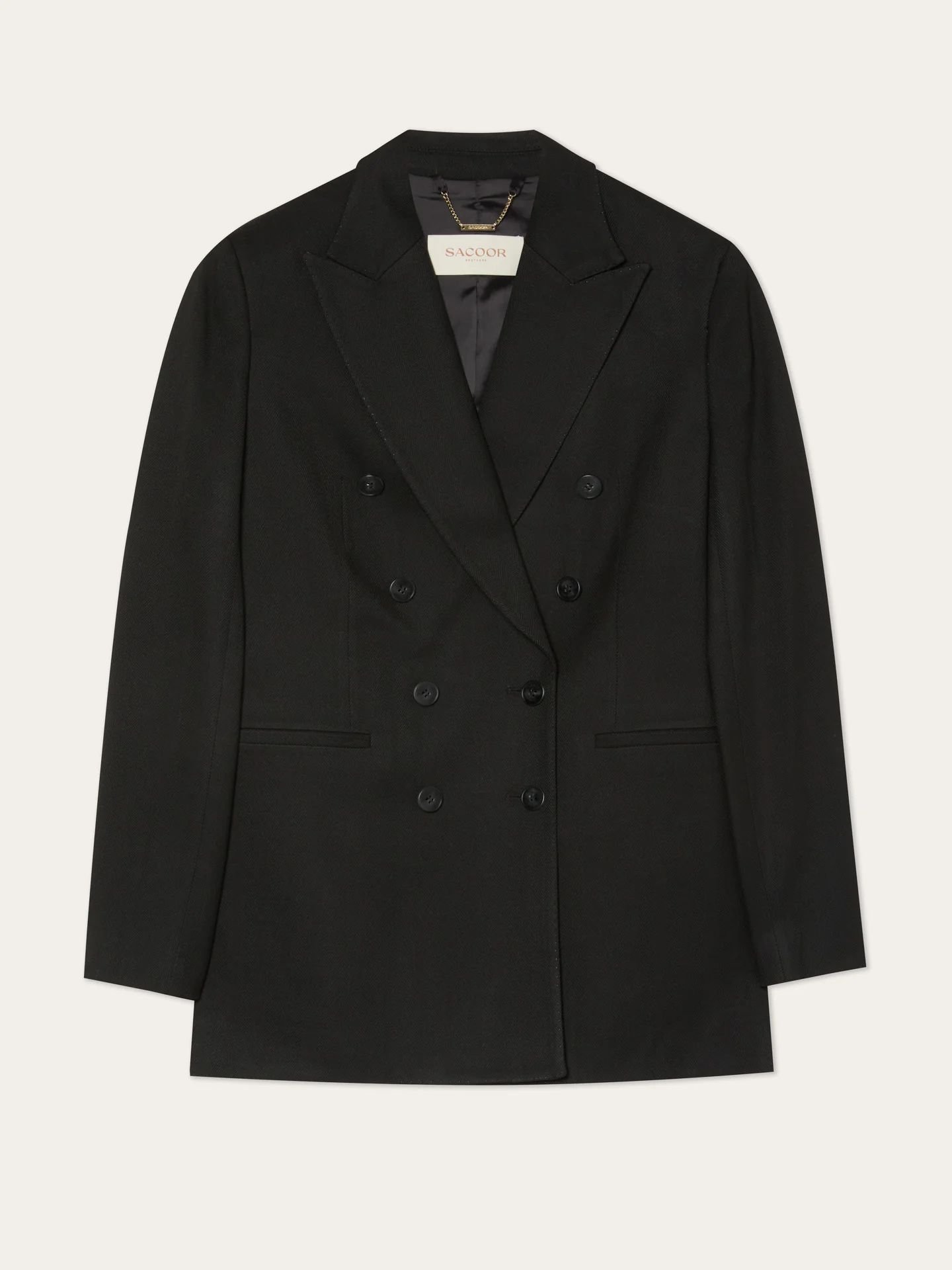 Double-Breasted Blazer In Rayon Blend Herringbone - Image 5