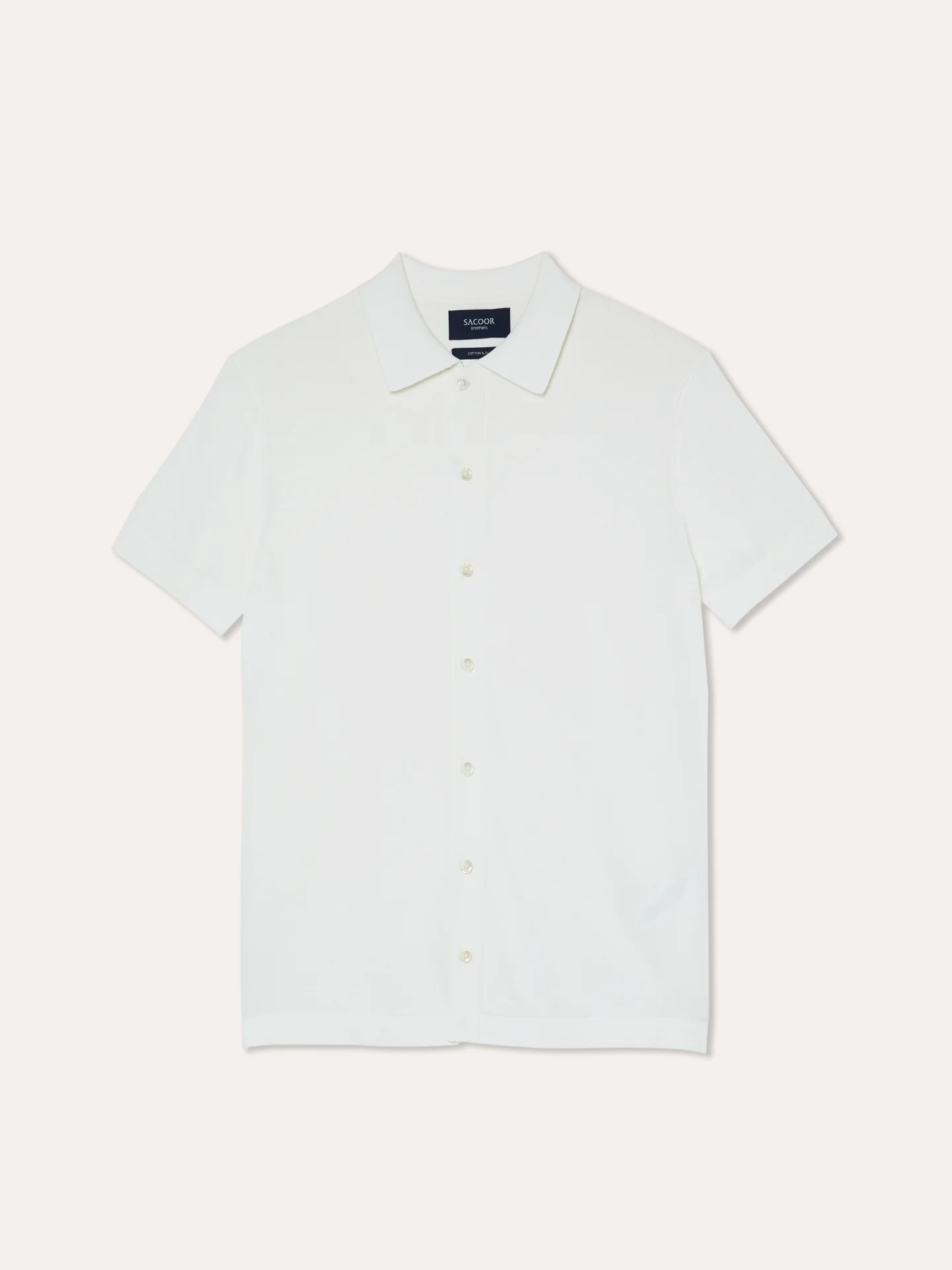 Knitted Shirt With Short Sleeves In Cotton and Silk Blend - Image 10