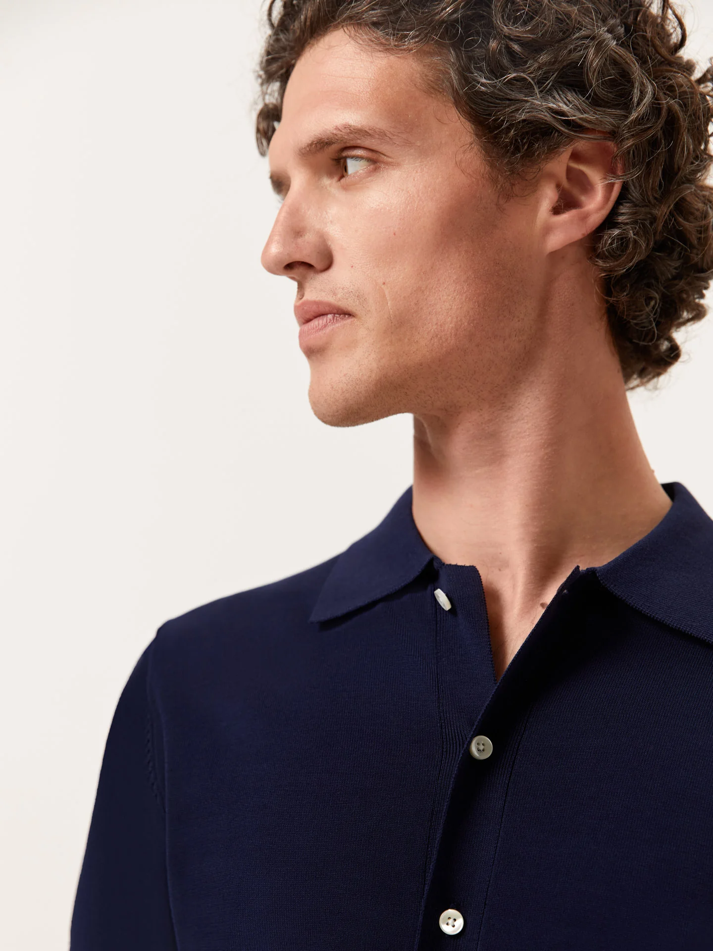 Knitted Shirt With Short Sleeves In Cotton and Silk Blend - Image 3