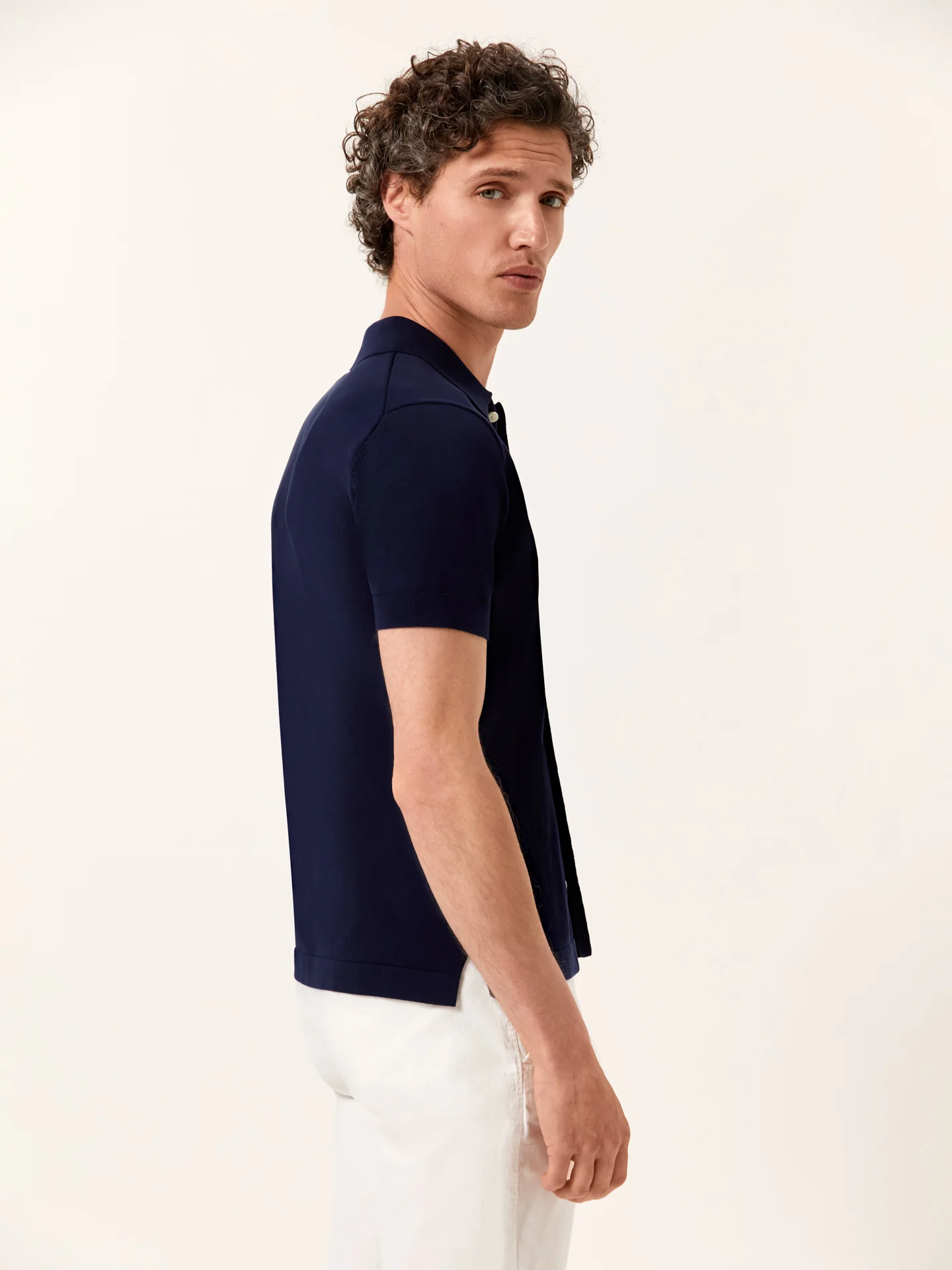 Knitted Shirt With Short Sleeves In Cotton and Silk Blend - Image 4