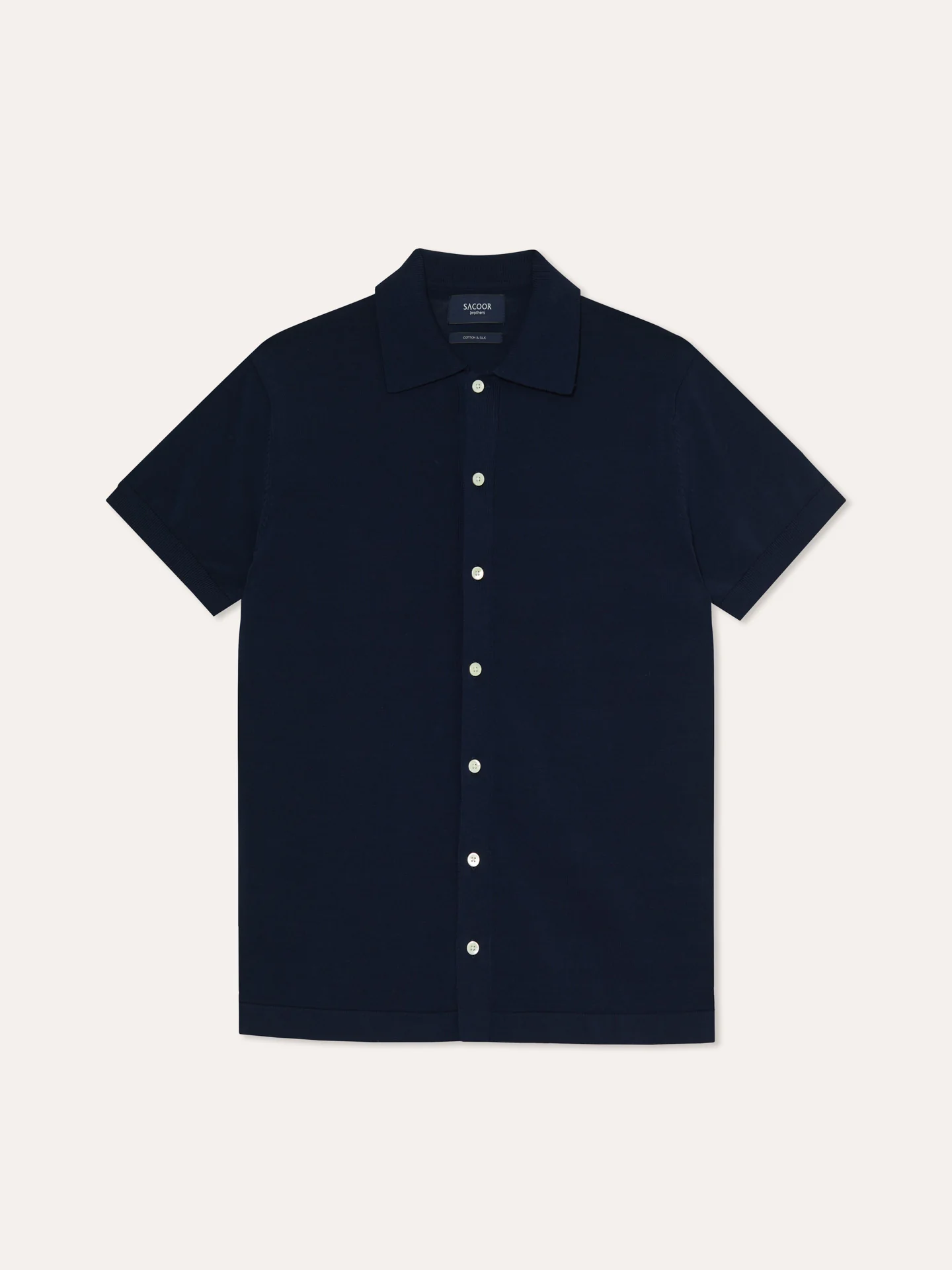 Knitted Shirt With Short Sleeves In Cotton and Silk Blend - Image 5