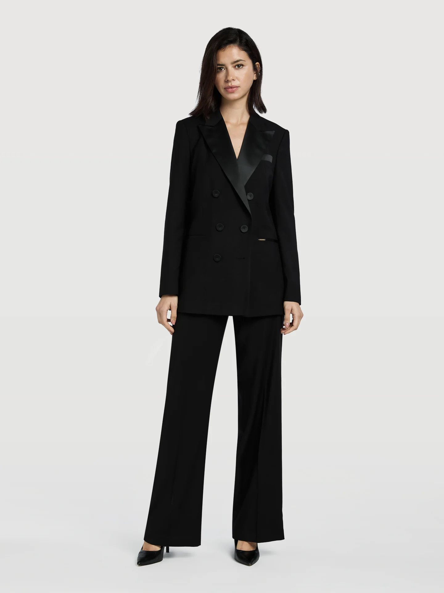 Loose Fit Black Tuxedo Trousers - Image 3