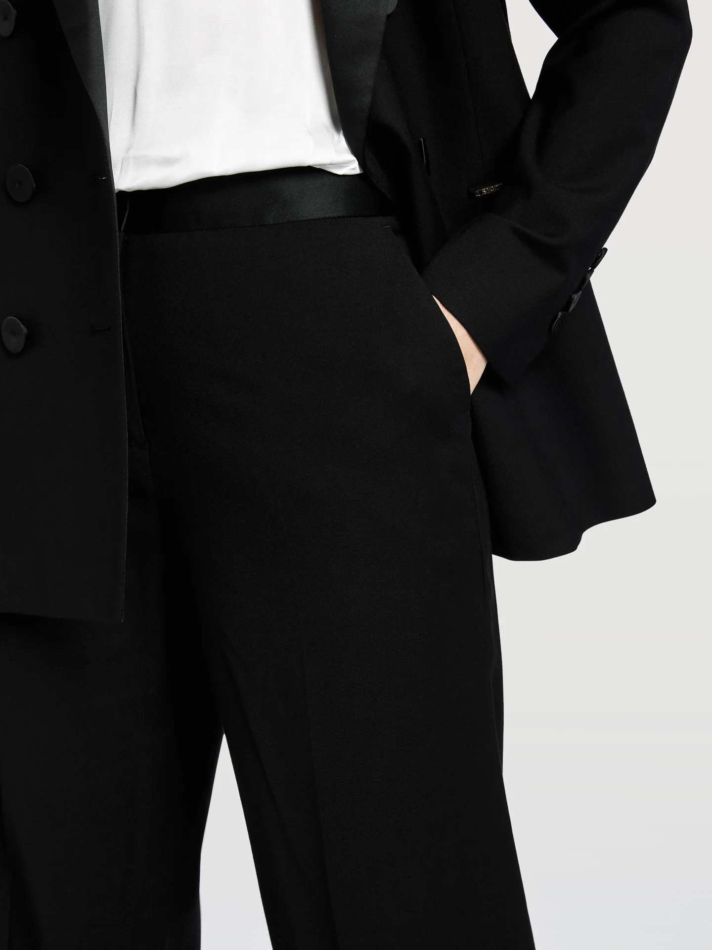 Loose Fit Black Tuxedo Trousers - Image 4