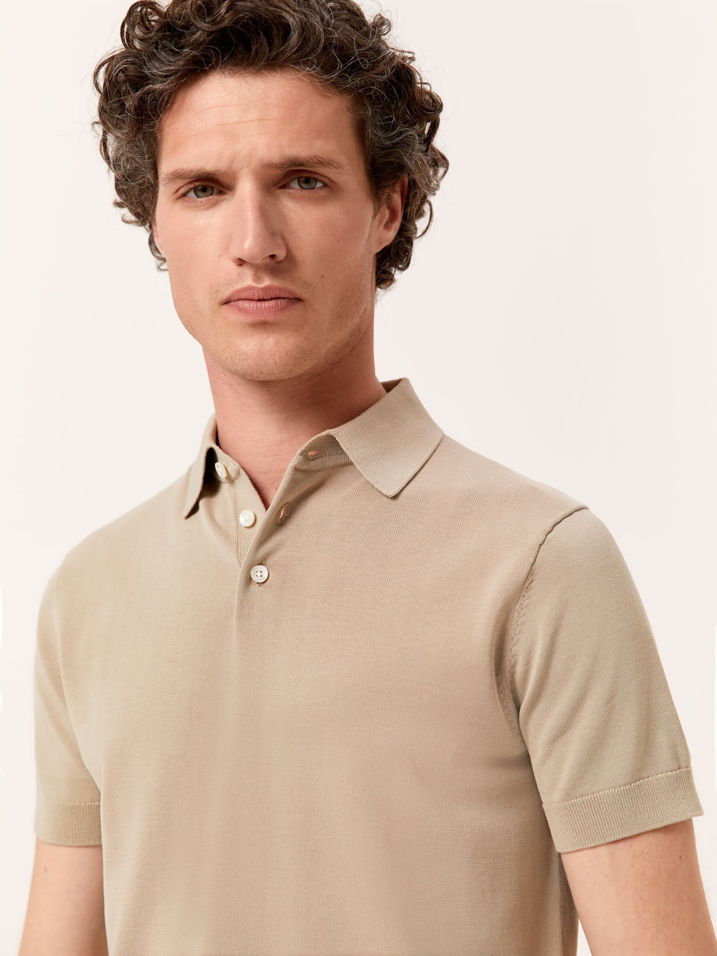 Polo Sweater With Short Sleeves In Cotton and Silk Blend - Image 10