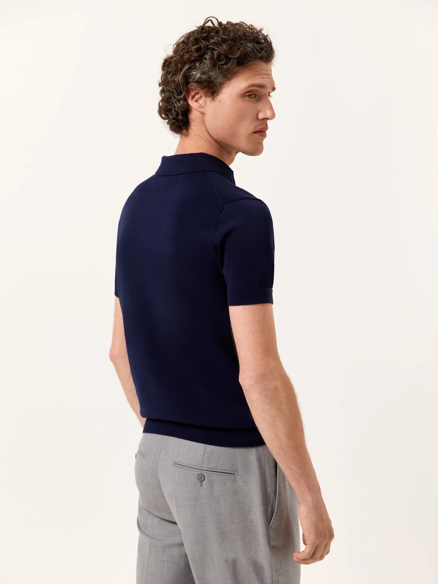 Polo Sweater With Short Sleeves In Cotton and Silk Blend - Image 7