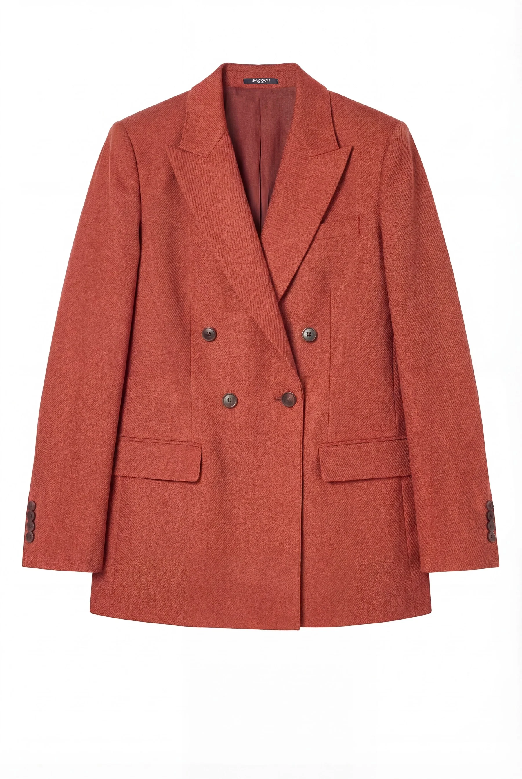 Regular Fit Blazer In Cotton And Linen Blend With Peak Lapel - Image 5