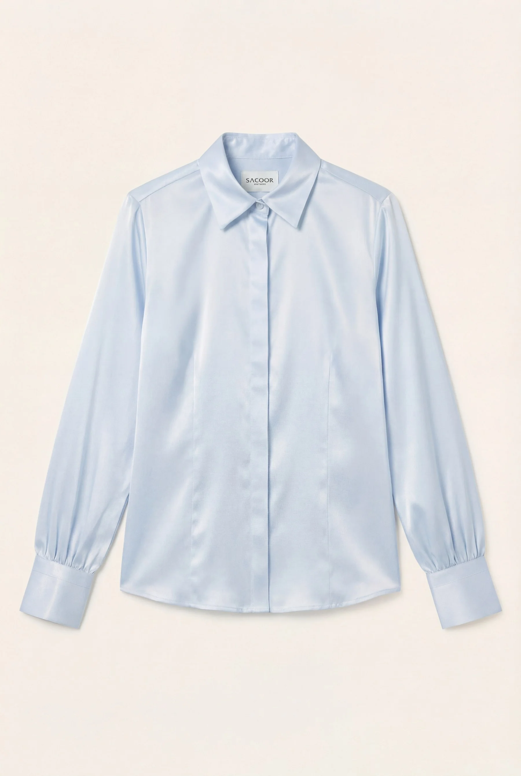 Regular Fit Cotton Shirt With Hidden Placket And Balloon Sleeves - Image 3
