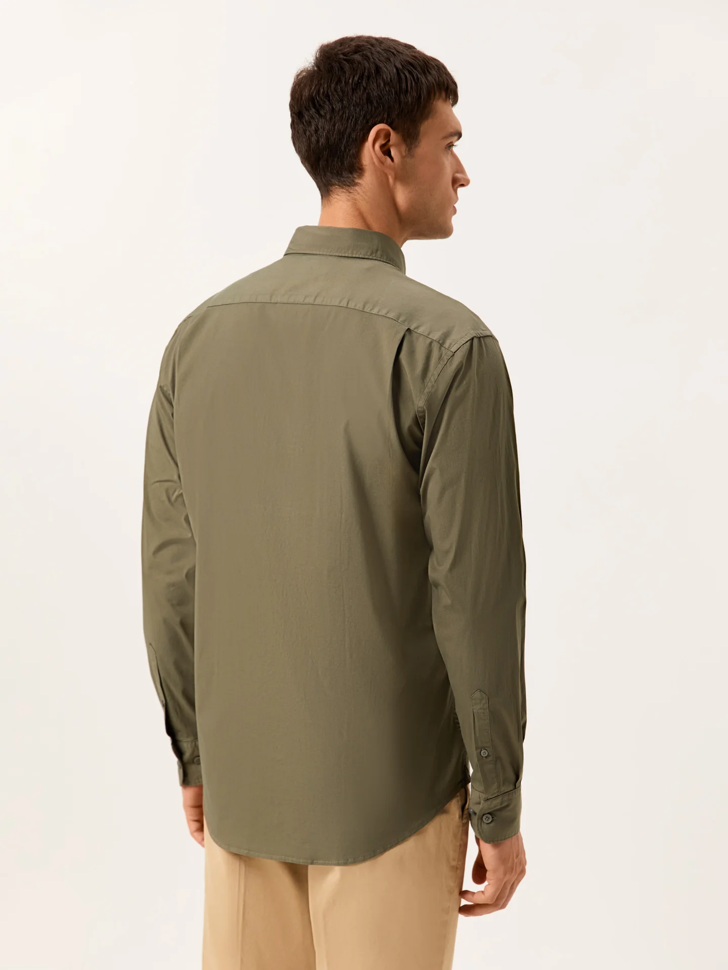 Regular Fit Garment Dye Poplin Shirt in Comfort Cotton - Image 4