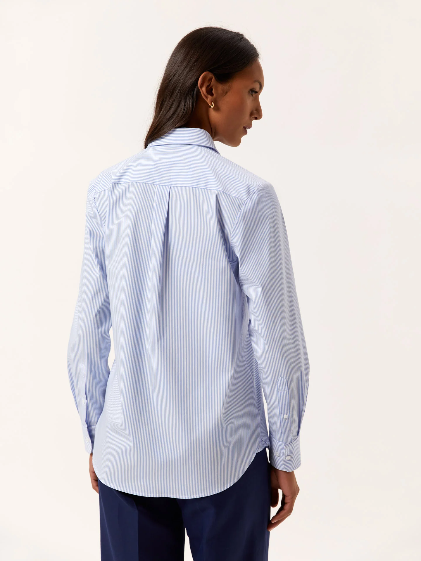 Regular Fit Striped Comfort Poplin Shirt With Open Collar - Image 4