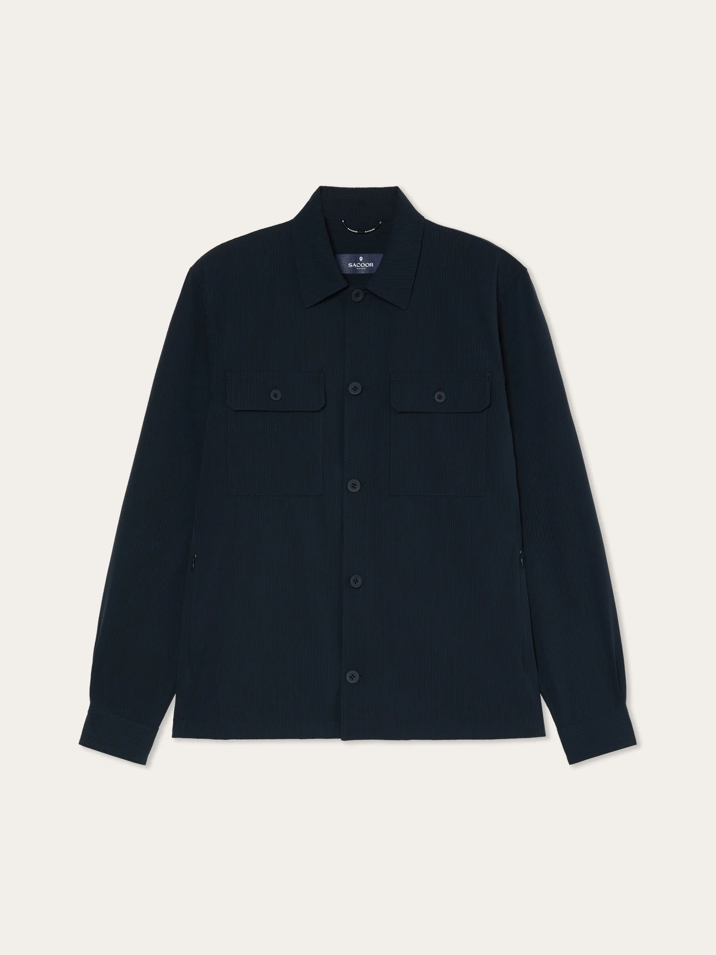 Seersucker Travel Overshirt With Hidden Zip Pockets - Image 5