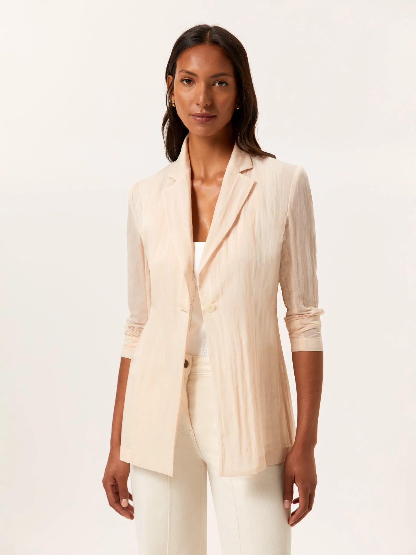 Single-Breasted Blazer In Cotton Blend Organza - Image 3