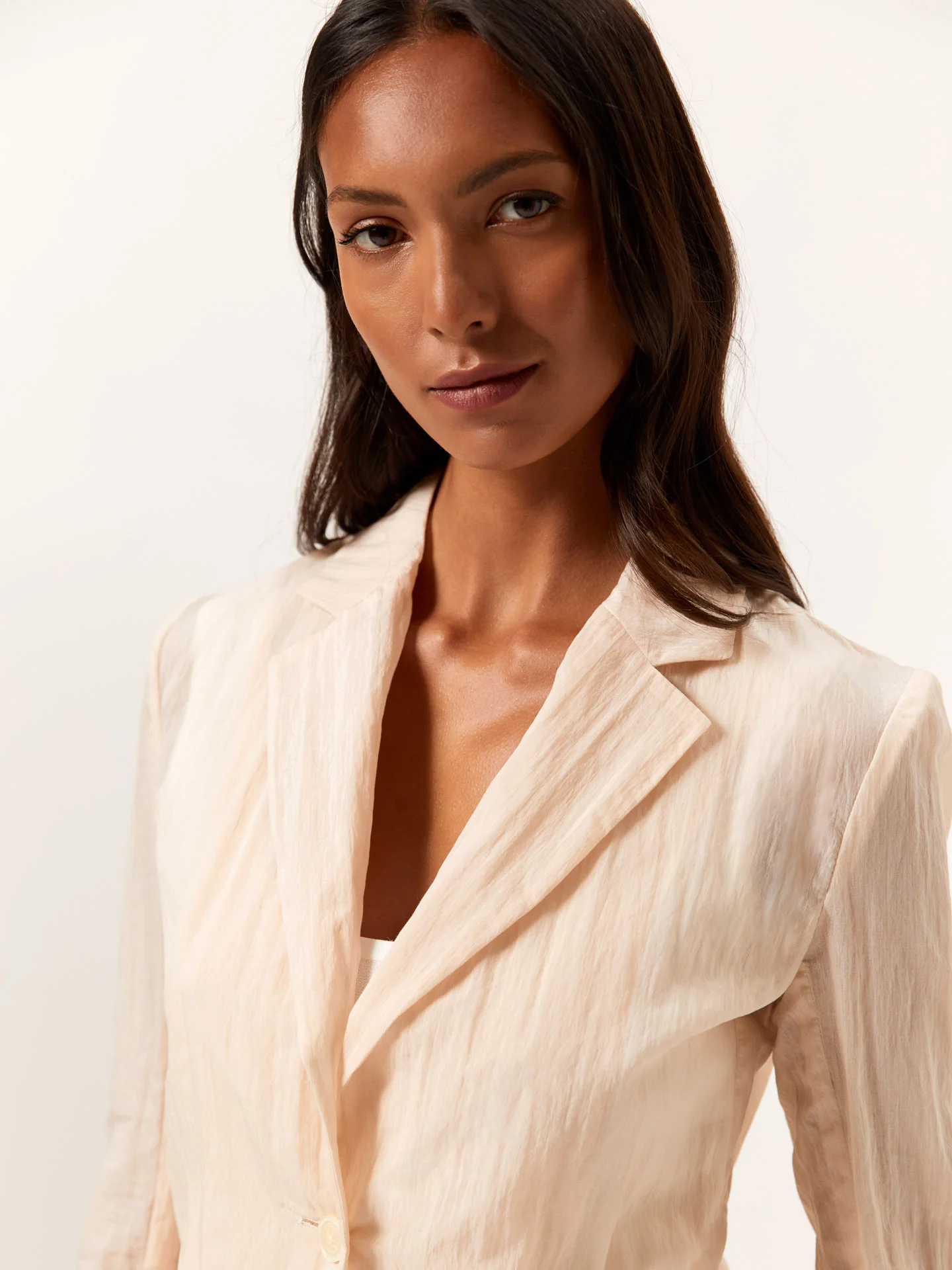 Single-Breasted Blazer In Cotton Blend Organza - Image 5