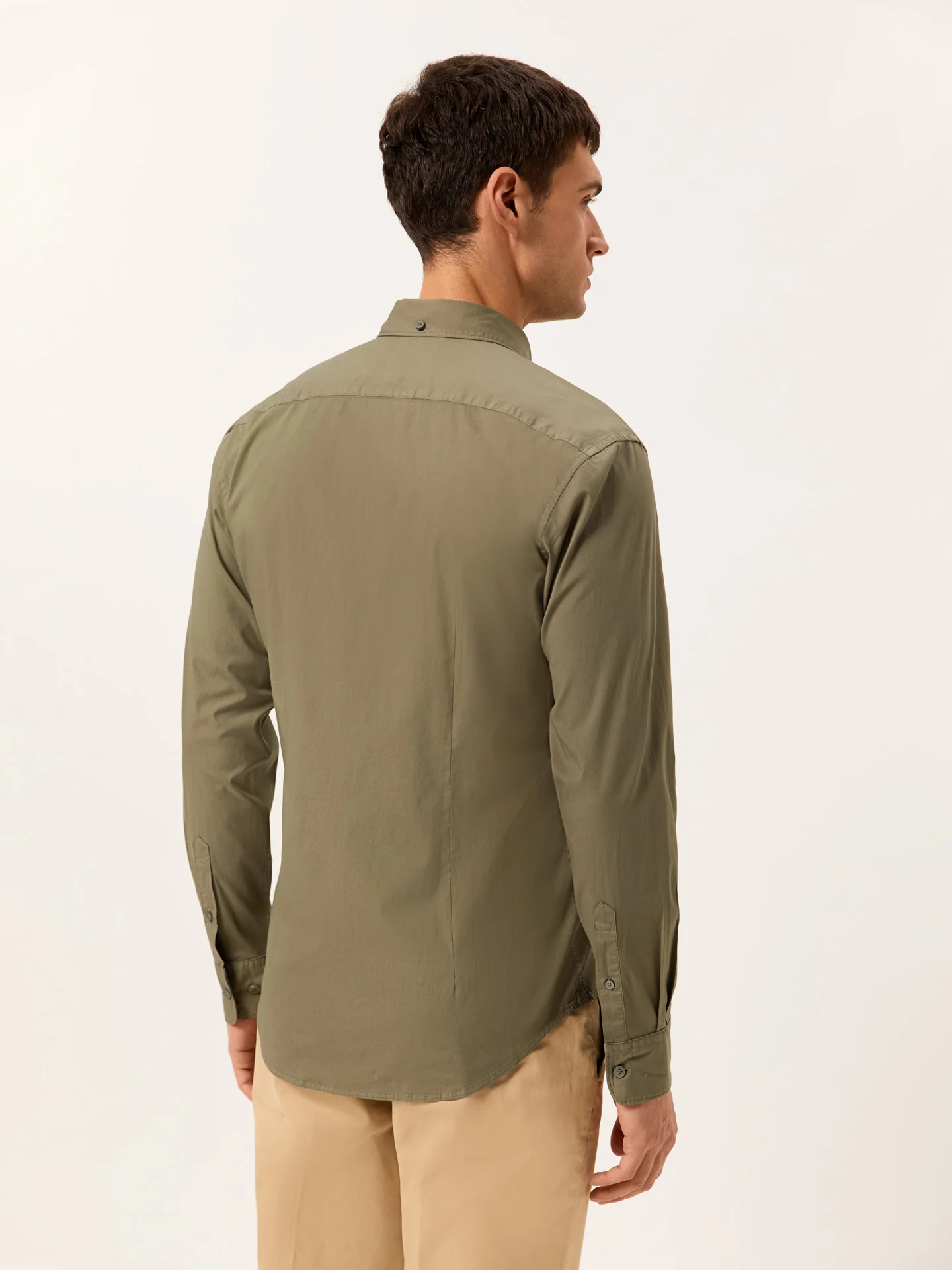Slim Fit Garment Dye Poplin Shirt on Comfort Cotton - Image 4