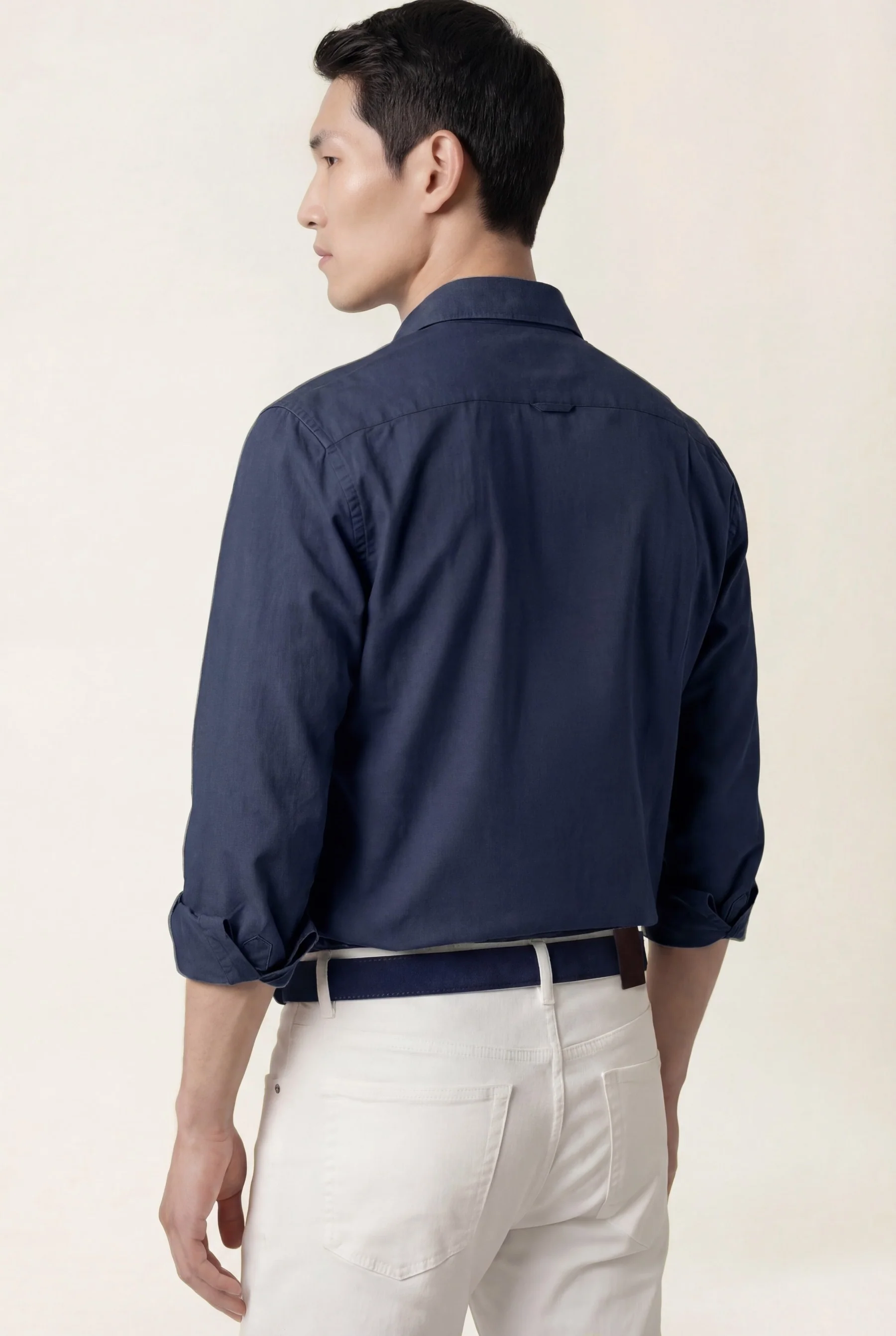 Slim Fit Structured Shirt With Open Collar - Image 3