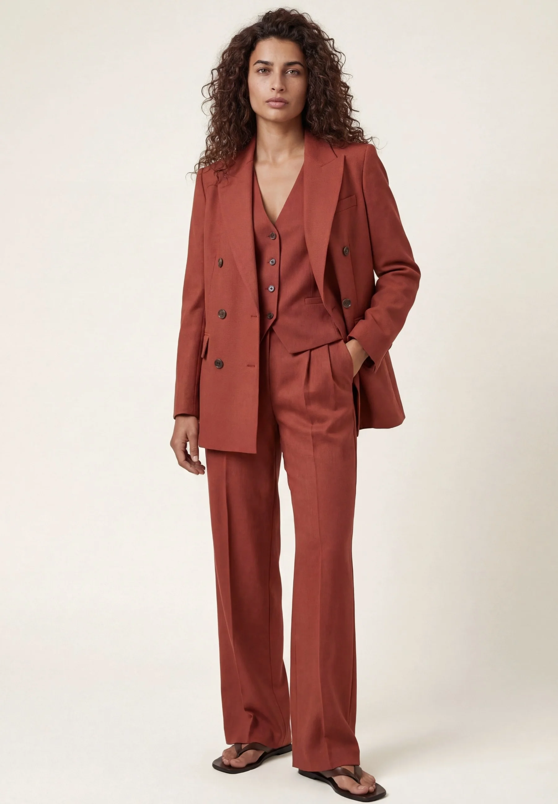 Slim Fit Tailored Vest In Cotton And Linen Blend - Image 5