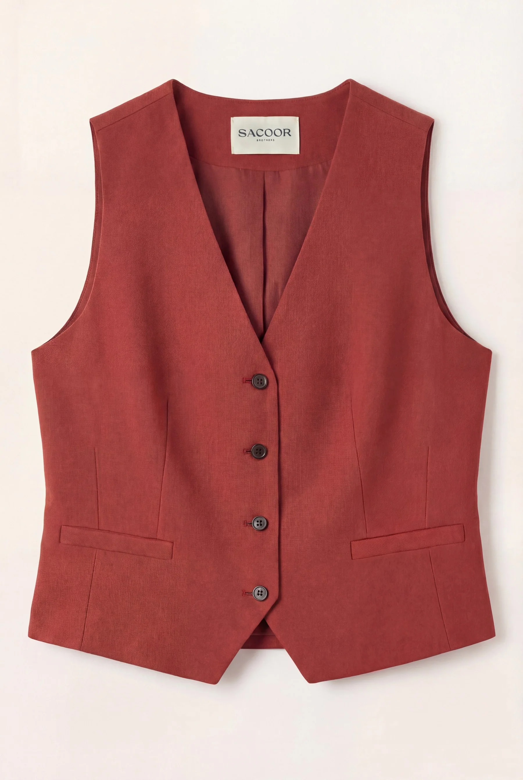 Slim Fit Tailored Vest In Cotton And Linen Blend - Image 6
