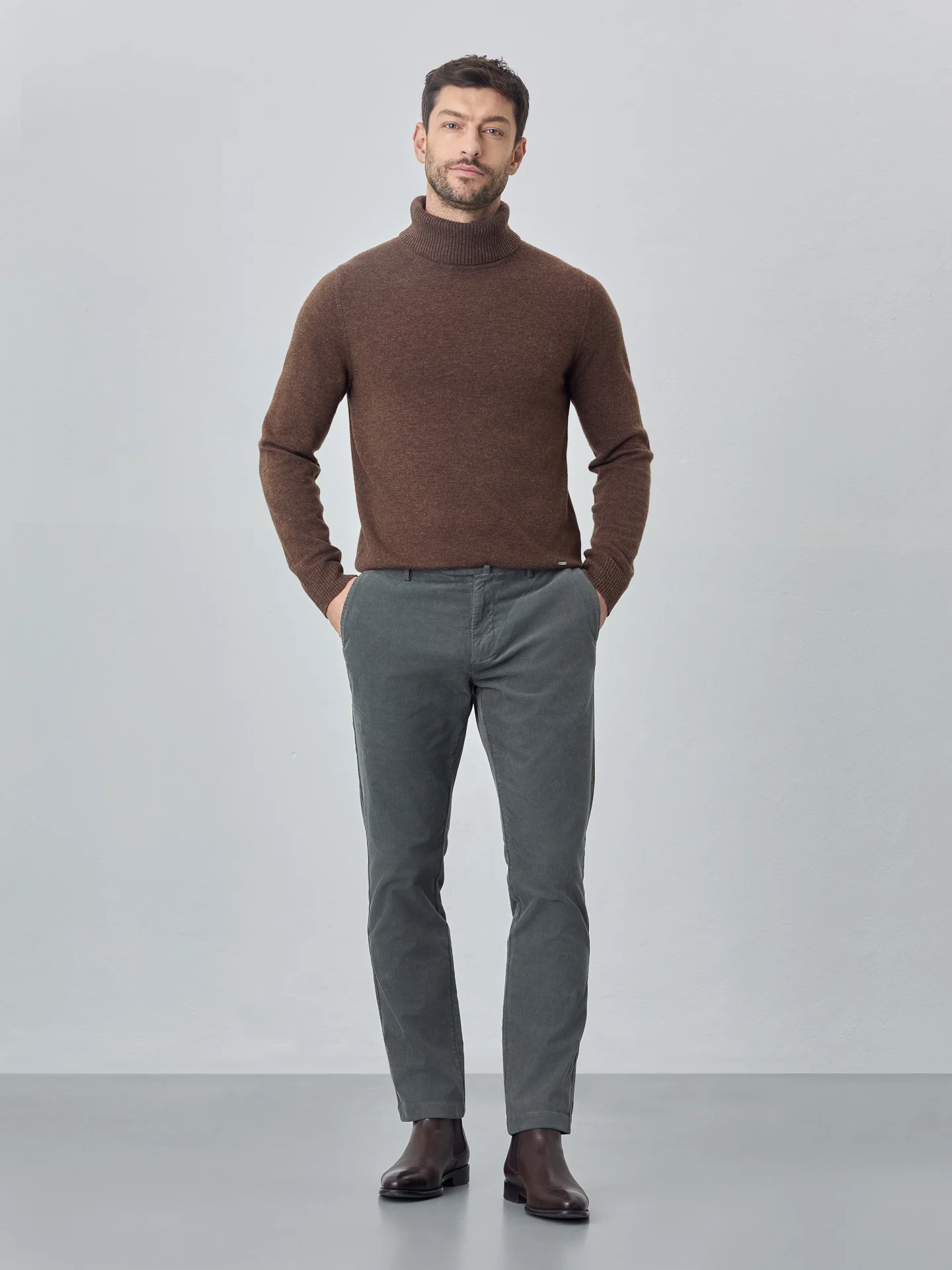 Slim garment dye baby corduroy chino trousers - Image 12