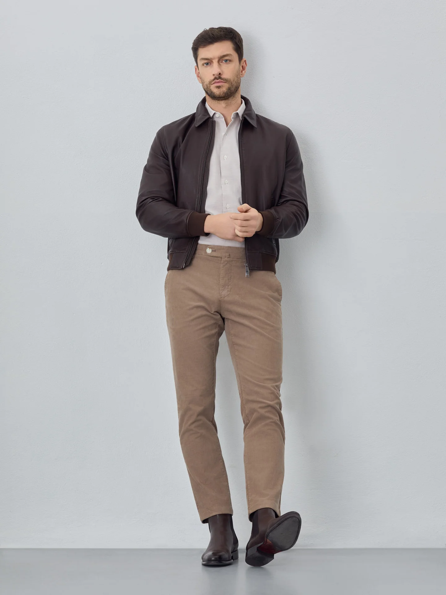 Slim garment dye baby corduroy chino trousers - Image 18