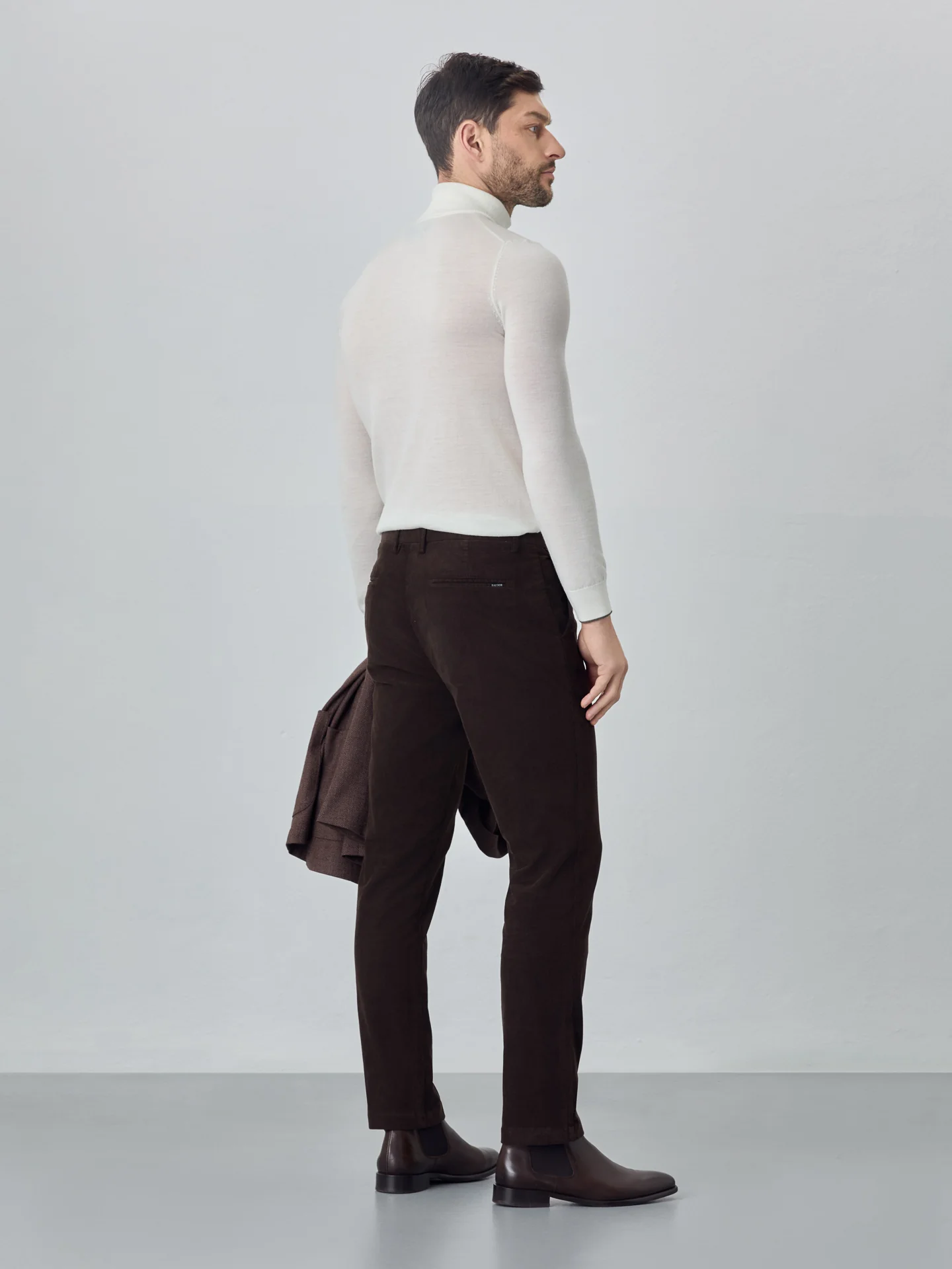 Slim garment dye baby corduroy chino trousers - Image 3