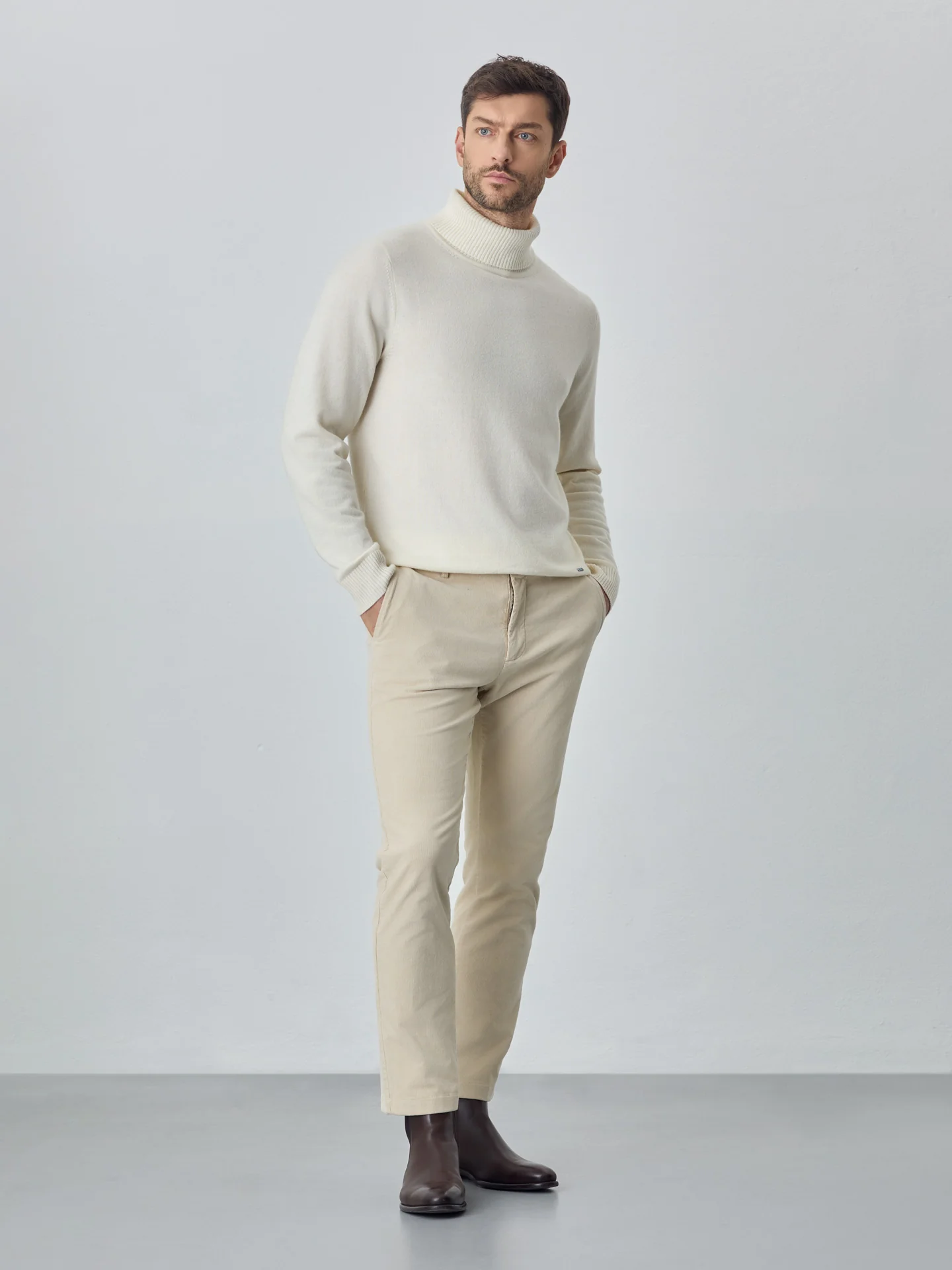 Slim garment dye baby corduroy chino trousers - Image 8