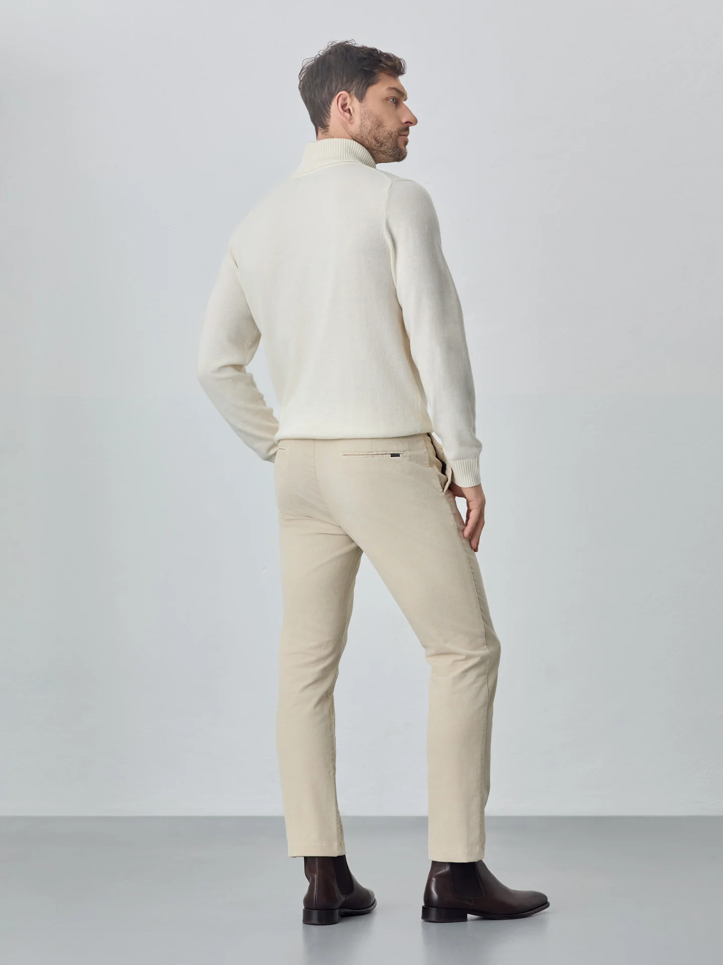 Slim garment dye baby corduroy chino trousers - Image 9