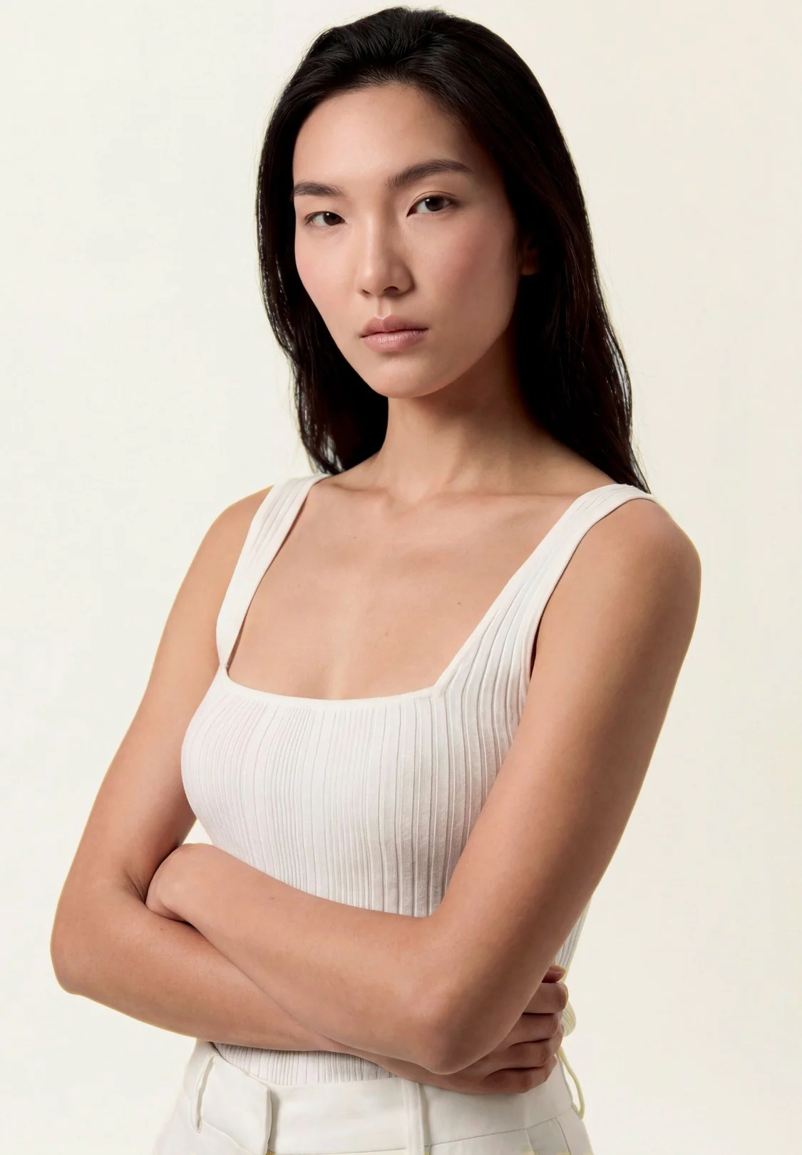 Square Neck Knit Tank Top In Ecovero And Nylon Blend - Image 5