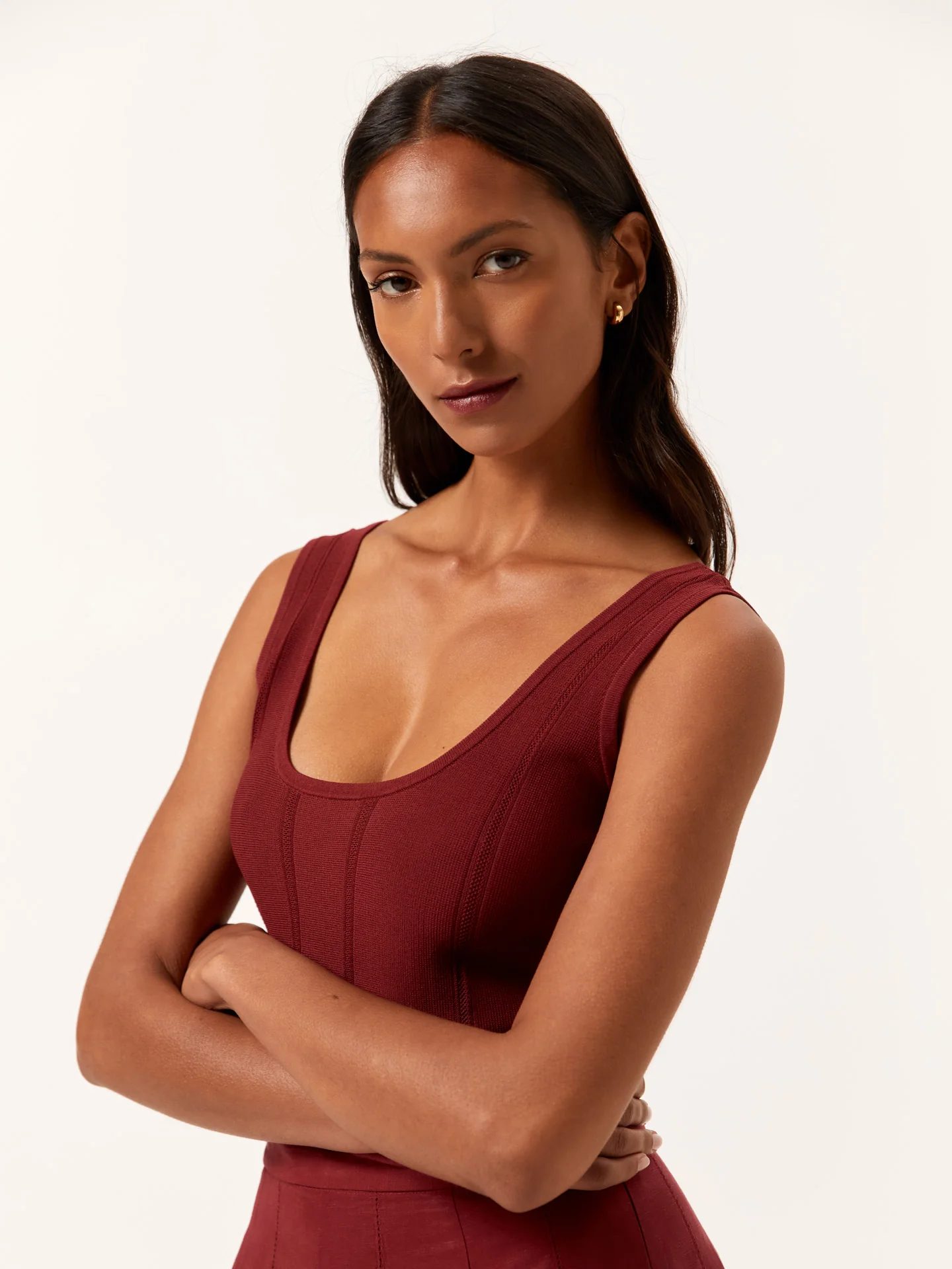 Tank Top In Viscose & Nylon Blend With Ajour Knit Stripes - Image 3