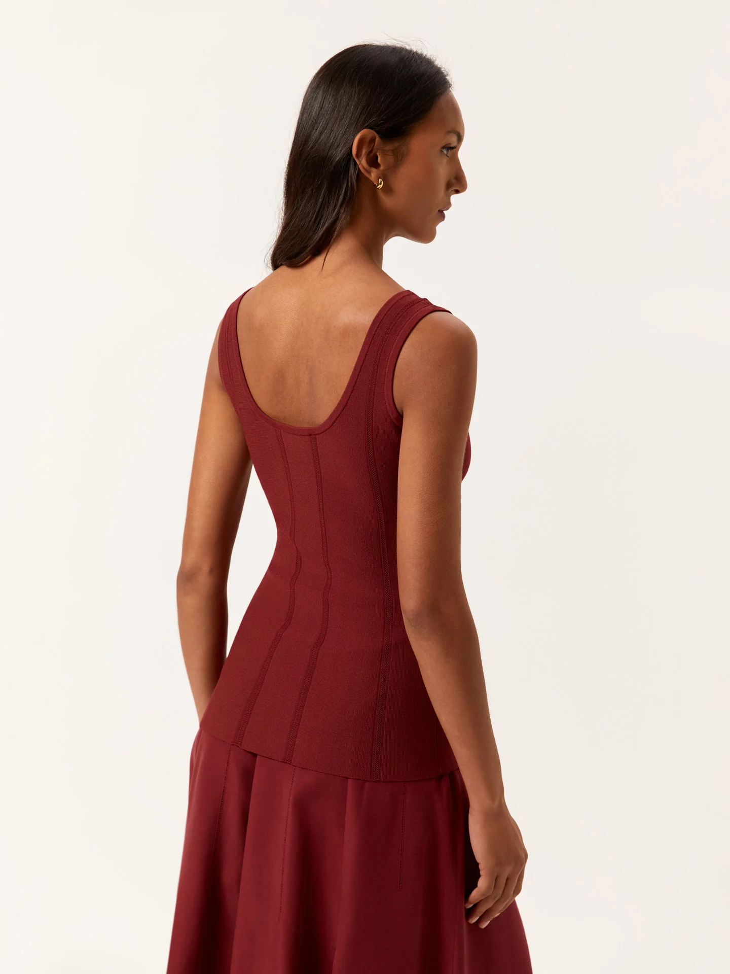 Tank Top In Viscose & Nylon Blend With Ajour Knit Stripes - Image 4