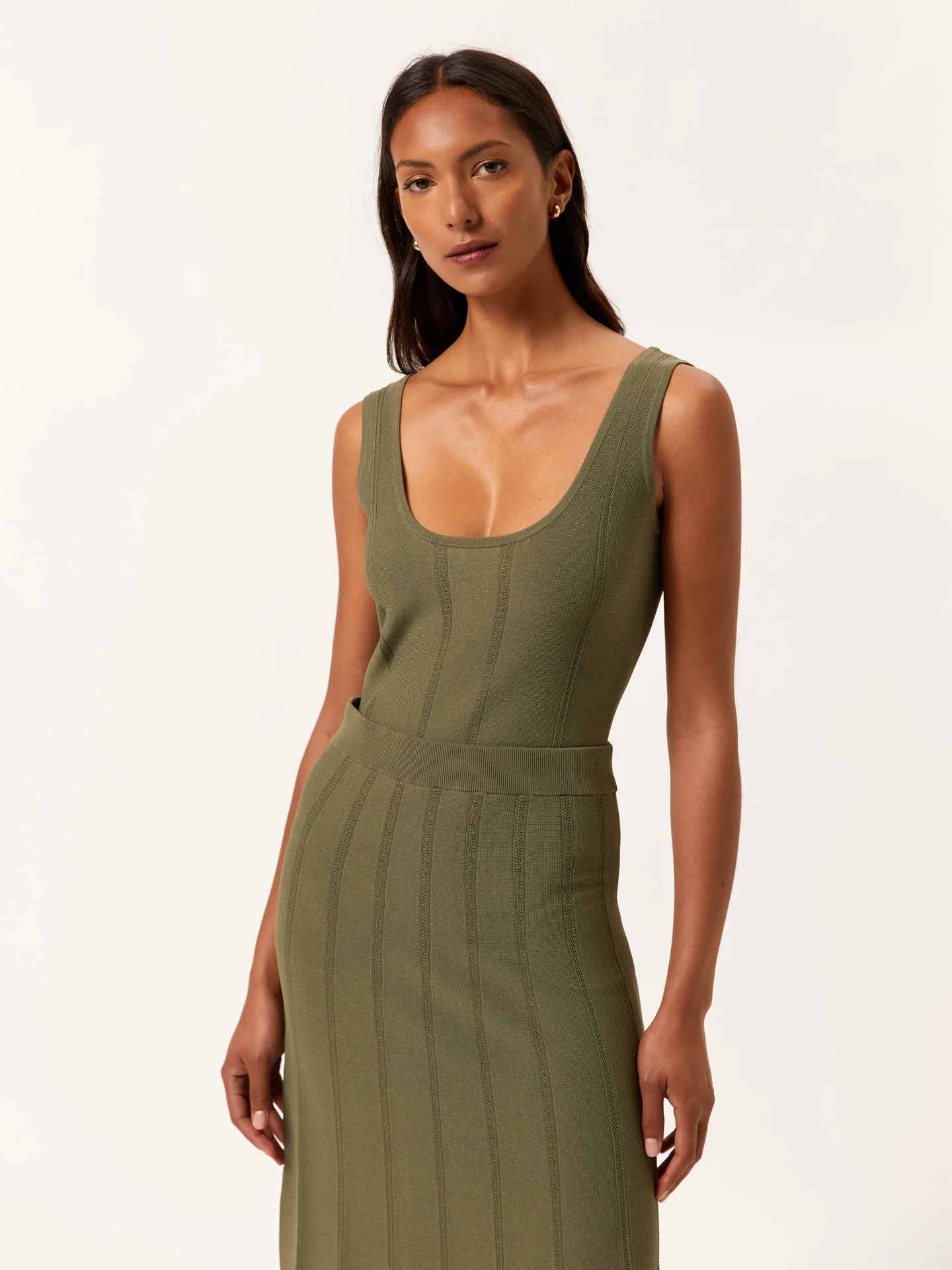 Tank Top In Viscose & Nylon Blend With Ajour Knit Stripes - Image 6