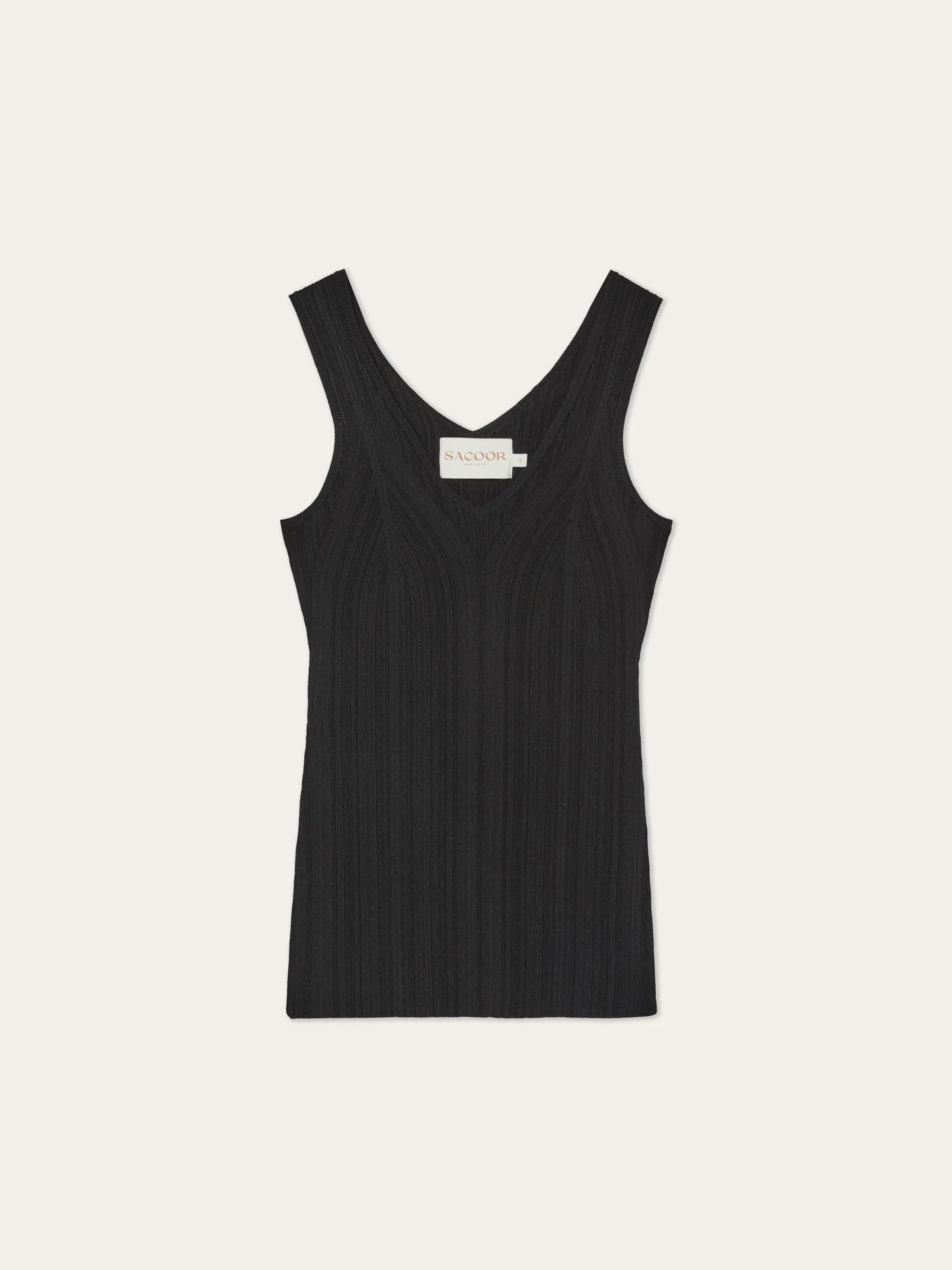 V-Neck Rib Top In Viscose blend With Pointelle Detail - Image 4