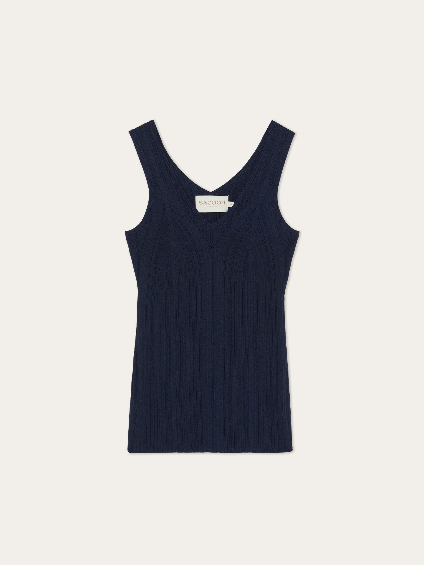 V-Neck Rib Top In Viscose blend With Pointelle Detail - Image 8