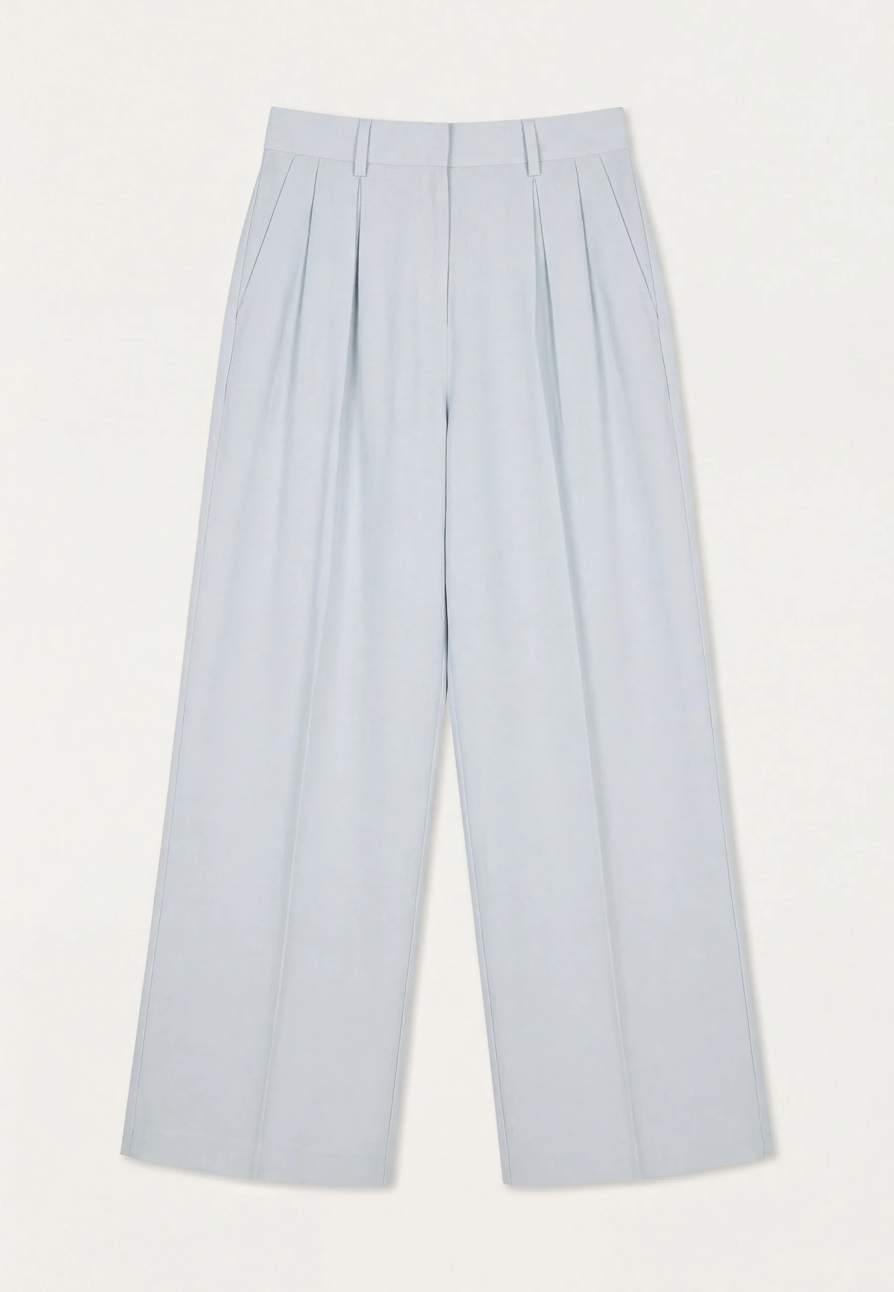 Wide Leg Trousers In Tencel And Linen Blend With Inverted Pleats - Image 5